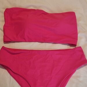 Women's Pink Bandeau Bikini Set
